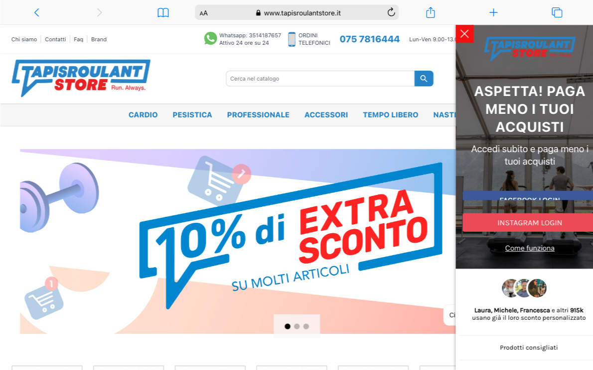 immagine della homepage dell'ecommerce TapisroulantStore fatto da Kommerce